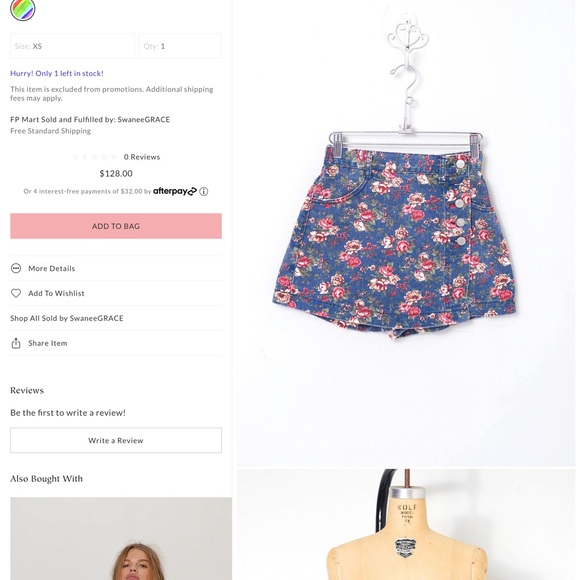 Vintage 90s Amazing Denim Floral Skort Asking $128 on FP app today🇬🇵 - Picture 9 of 9